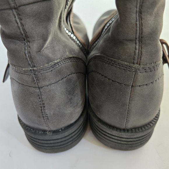 Rockport Cobb Allen Grey leather mid calf Brooke biker moto winter boots Sz 9 - Picture 4 of 10
